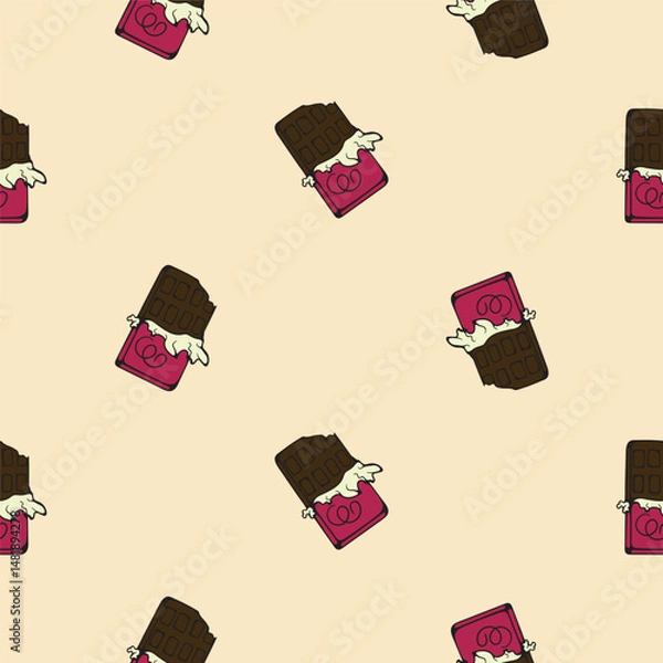 Obraz Chocolate in a wrapper. Sweets. Vector seamless pattern. Endless background for wrapping paper, print, textile