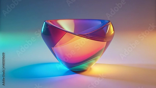 Fototapeta Abstract colorful glass reflections in shape background 3d design