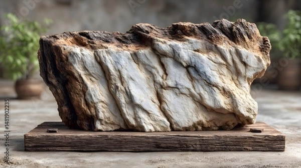 Obraz Natural edge marble sheet in off-white with subtle veins, with realistic surface grains and veins