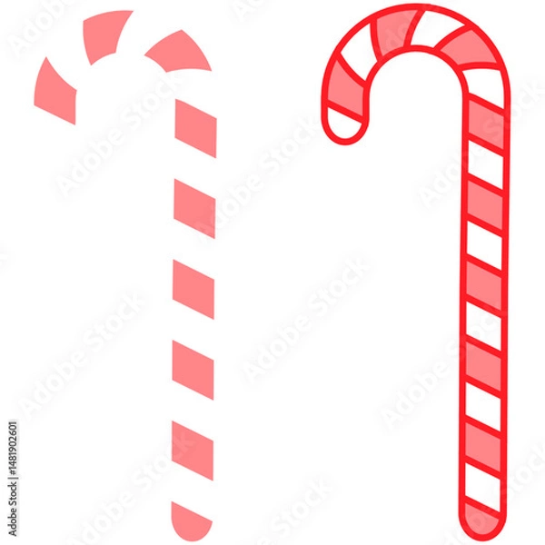 Obraz 赤と白のシンプルなキャンディケインイラスト クリスマスにぴったりの冬素材