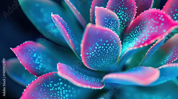 Fototapeta Teal and Pink Marine Bloom in Hyperreal Glowwave Style