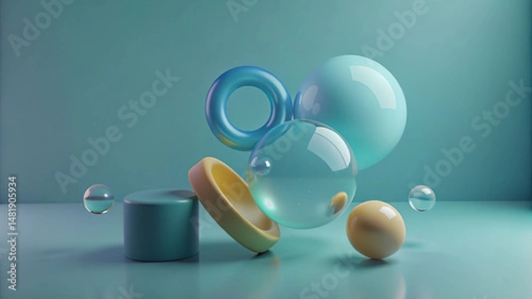 Fototapeta inflated 3d abstract glass shape modern minimal design render