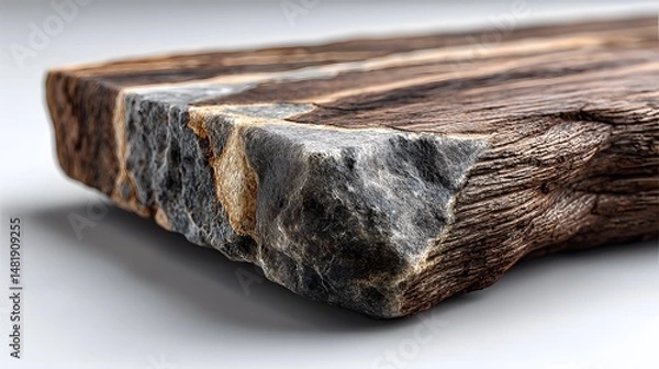 Obraz Natural edge marble sheet in brown with natural patterns, showcased with raw edge detail