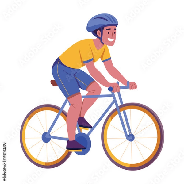 Obraz Flat style illustration showing a character doing biking