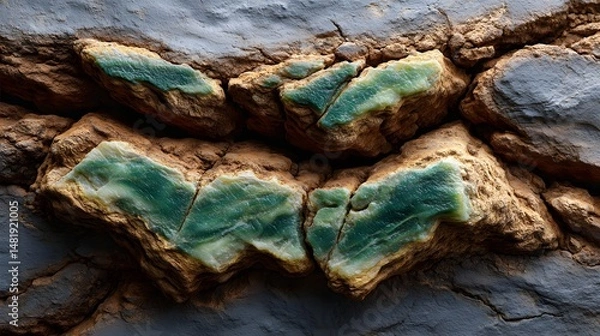 Obraz Natural edge marble sheet in green with earthy tones, with natural gradients and variations
