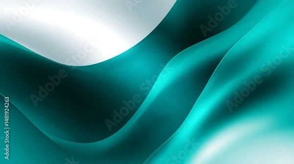 Fototapeta Teal abstract background with soft geometric flow and crisp edges.