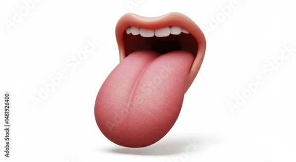 Fototapeta 3D Render of a Human Tongue Sticking Out of a Mouth
