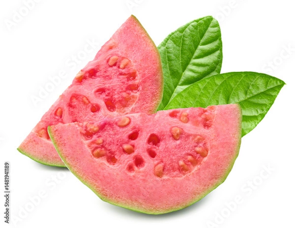 Fototapeta sliced guava isolated on white background. clipping path