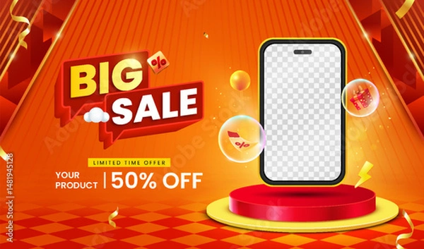 Obraz Big sale, discount promotion event banner template and social media post