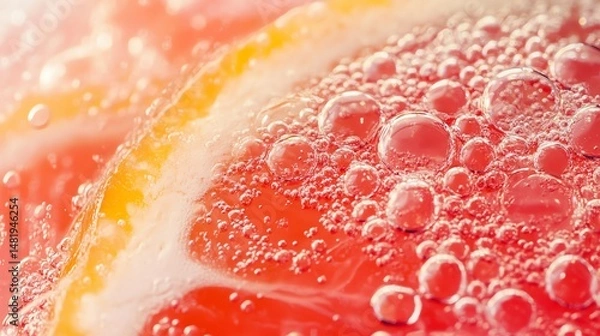 Obraz Refreshing beverage with citrus and bubbles.