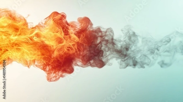 Obraz A fire flare caught in ultra-slow motion, with smoke trailing behind.