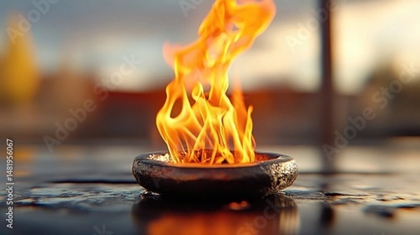 Obraz A flickering flame seen from a close-up, captured in slow motion as it grows and burns out.