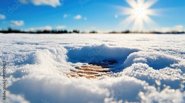 Obraz A footprint in snow, but no one has walked by.