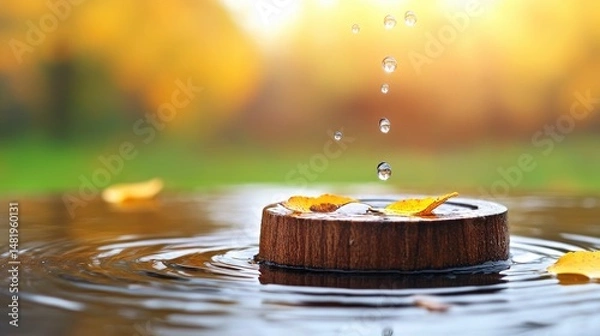 Obraz A fountain of water suspended in mid-air, frozen in motion as droplets hover around