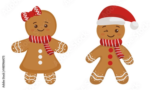 Obraz Gingerbread Couple Dressed for Christmas