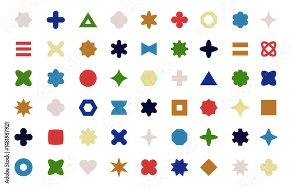 Obraz 幾何学模様　メンフィス　デザイン　アイコン　飾り　セット　イラスト　ベクター　シンプル　装飾