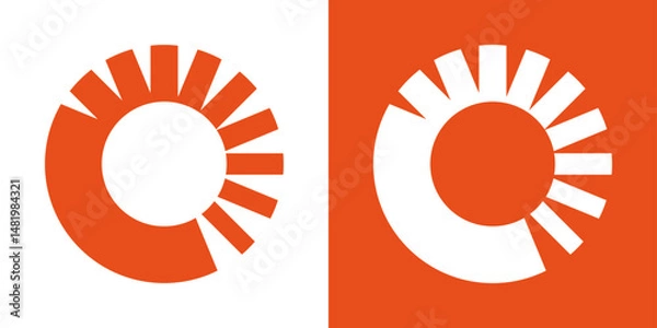 Obraz Progress circle logo with growing segmented lines. Abstract loading ring for tech and digital design.