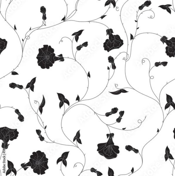 Obraz floral seamless pattern, vector illustration	