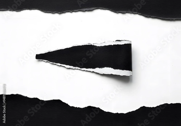 Fototapeta Torn paper black white template
