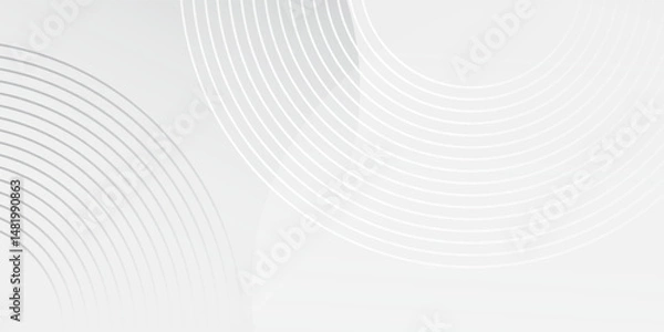 Obraz White geometric abstract background overlap layer on bright space with lines effect decoration. Modern graphic design element abstract modern nice design