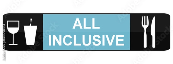 Obraz All Inclusive Banner zeigt Getränke und Essen inklusive