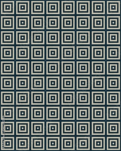 Fototapeta A detailed geometric pattern showcases interlocking squares and lines in alternating dark and light shades, ideal for design projects