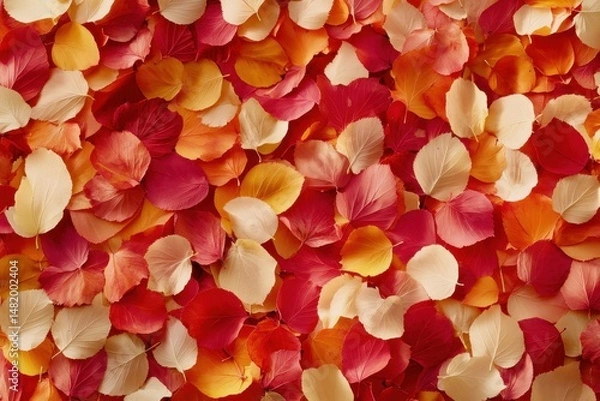 Fototapeta A vibrant array of autumnal petals in warm hues