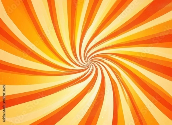 Obraz groovy 70s swirl background in orange and yellow, retro psychedelic pattern