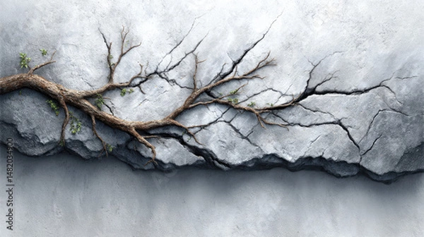 Obraz Snowy tree branches reach towards the cold winter sky in a frozen, white landscape