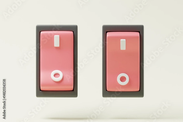 Obraz switch on off switch 3D  render