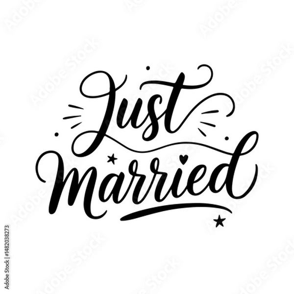 Fototapeta Just married. Vector Design Isolated on White Background