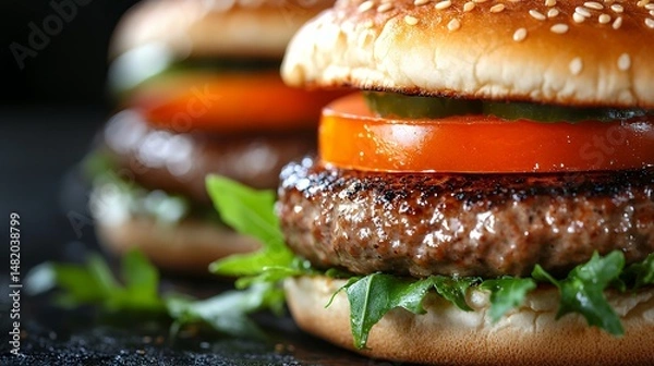 Obraz Burger with Tomato and Lettuce