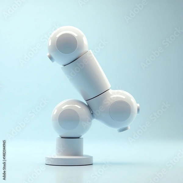 Fototapeta White robotic arm design on blue backdrop