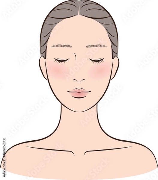 Obraz スキンケア・美容系に使える女性イラスト（目を閉じている）