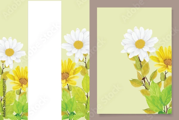 Obraz watercolor CHRYSANTHEMUM card set