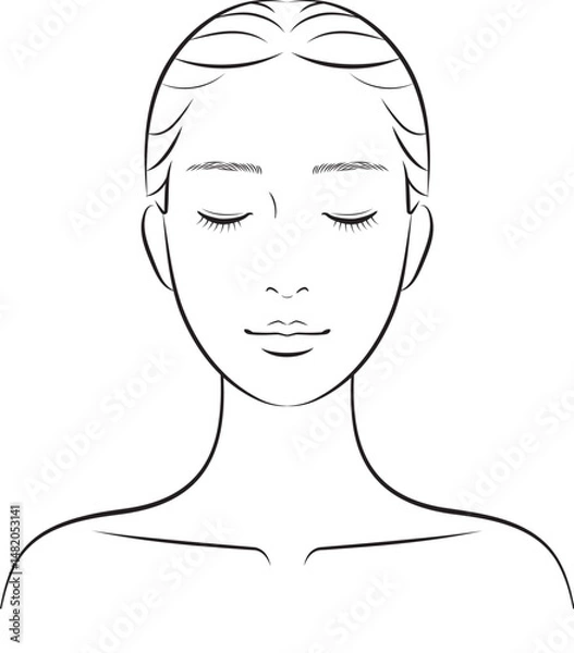 Obraz スキンケア・美容系に使える女性イラスト（目を閉じている）
