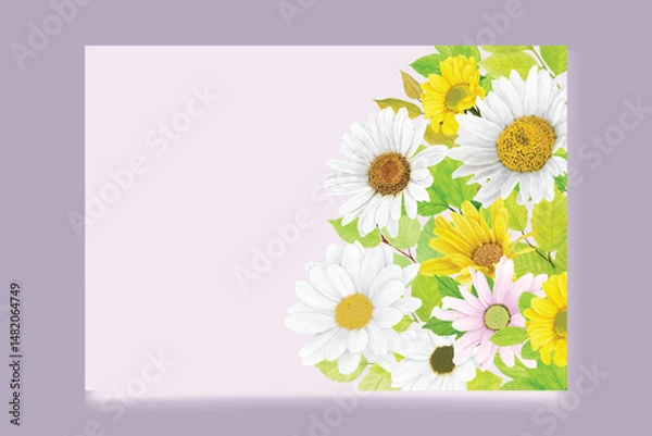 Obraz watercolor CHRYSANTHEMUM card set