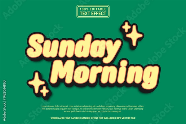 Fototapeta Sunday Editable Vector 3D Text Effect – colorful and modern typography with comic style for poster, branding, social media