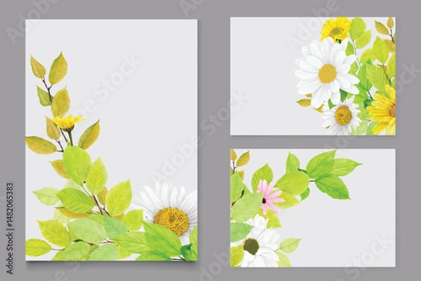 Obraz watercolor CHRYSANTHEMUM card set