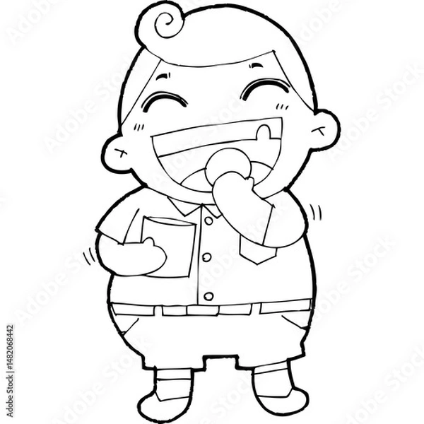 Fototapeta cute little thai student doodle, Illustration cartoon element hand drawn style
