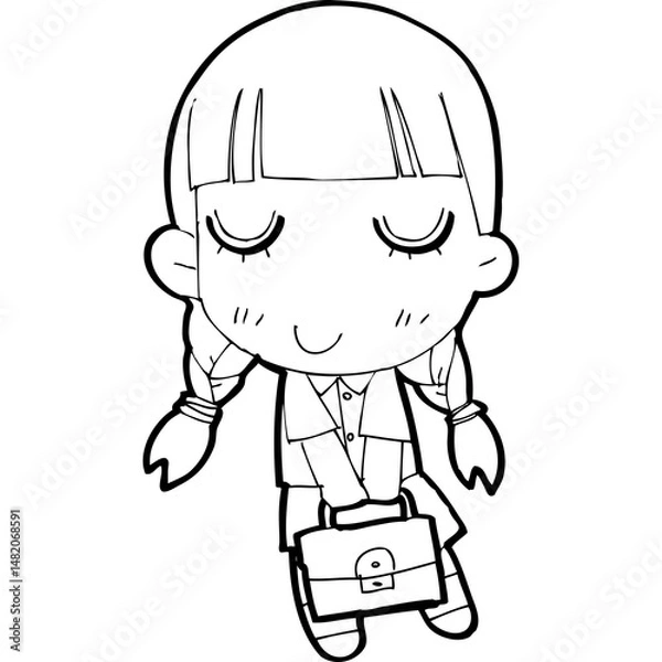 Fototapeta cute little thai student doodle, Illustration cartoon element hand drawn style