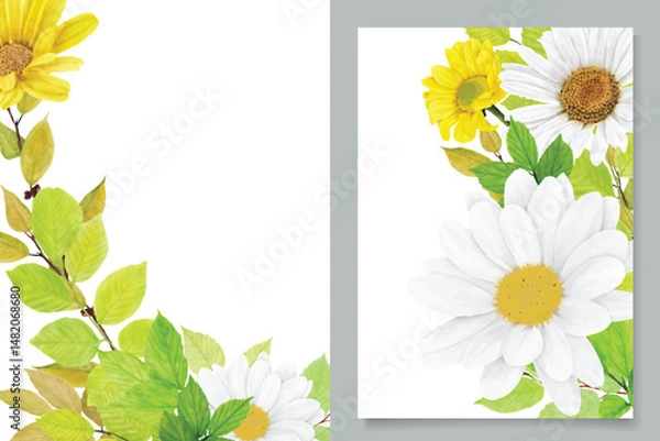 Obraz watercolor CHRYSANTHEMUM card set
