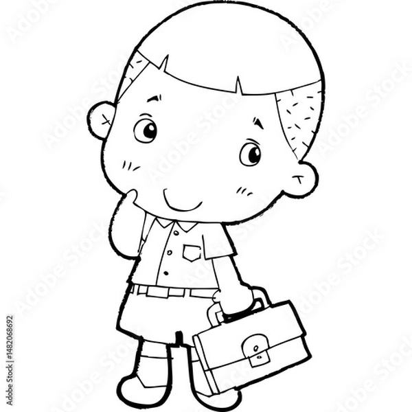 Fototapeta cute little thai student doodle, Illustration cartoon element hand drawn style