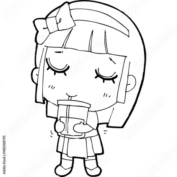 Fototapeta cute little thai student doodle, Illustration cartoon element hand drawn style