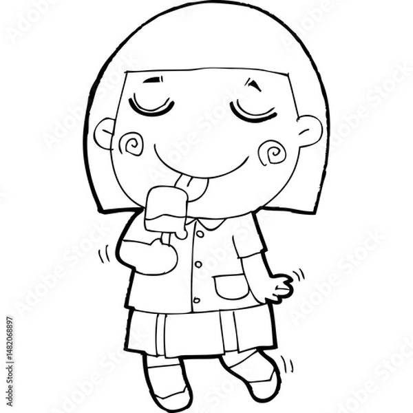 Fototapeta cute little thai student doodle, Illustration cartoon element hand drawn style