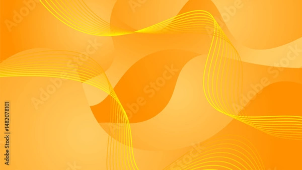 Fototapeta Modern orange gradient color abstract background with glowing wave. Shiny curve lines design element.  Futuristic technology concept. Vector illustration