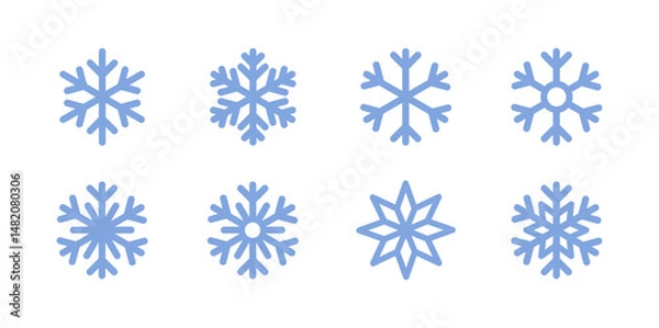 Fototapeta Simple snowflake icon in line style design on white background
