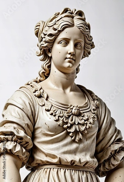 Fototapeta Baroque architect statue isolated on a white background