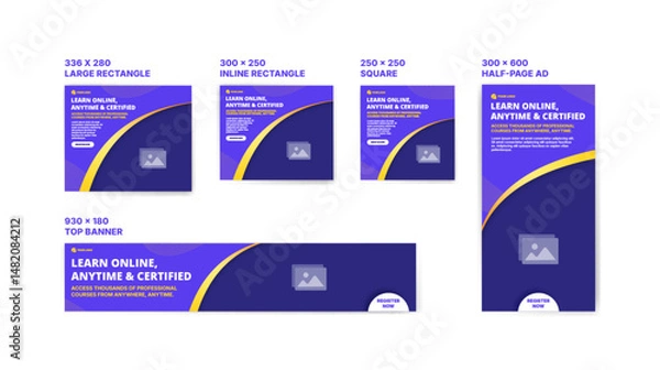 Fototapeta Web banner template for online course promotion