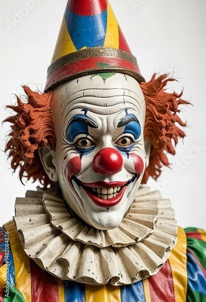 Fototapeta Clown statue on white background.